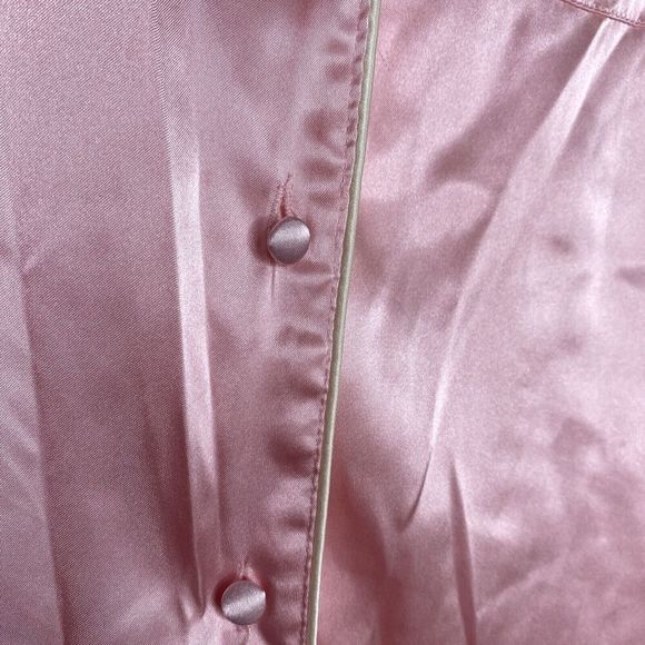 Pink K Light Pink Satin Floral Embroidered Pajama Long Sleeve Lounge Top Large - Picture 6 of 10